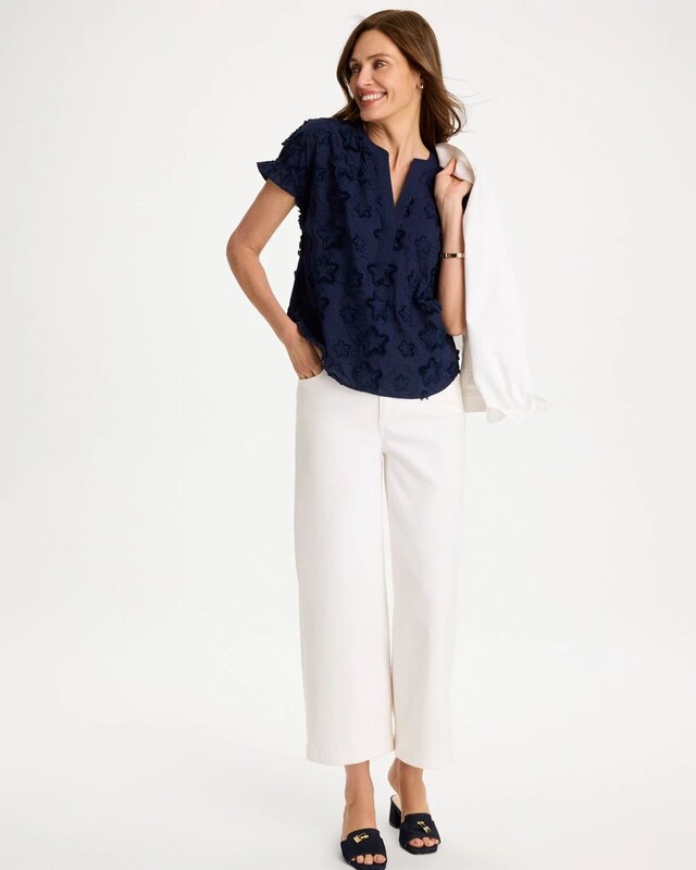 Cotton Embroidered Americana Star Blouse - image 2